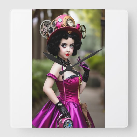 Steampunk Betty Boop Uhr (Vorderseite)