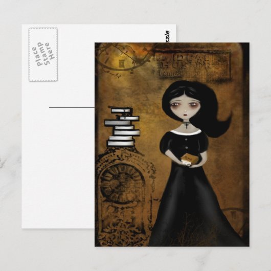 Steampunk Bibliophile Postcard Postkarte (Vorne/Hinten)
