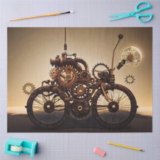 Steampunk Bicycle with Gears Seidenpapier (Basteln)