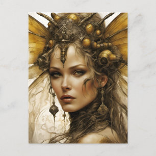 Steampunk Biene Insekt Frau Postkarte