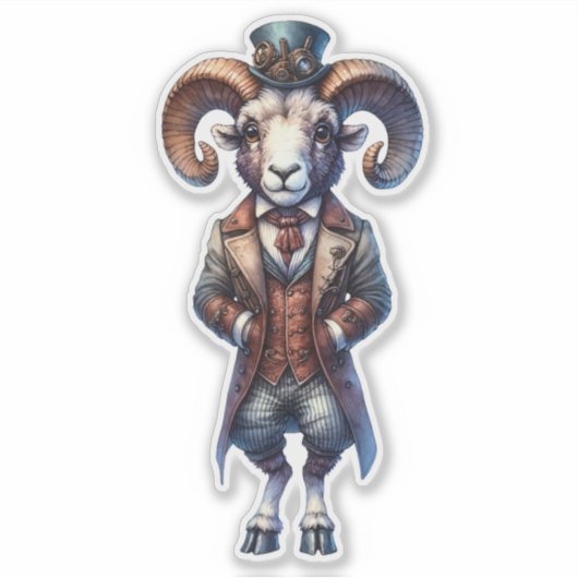 Steampunk Bighorn Sheep Transparenter Sticker (Vorderseite)