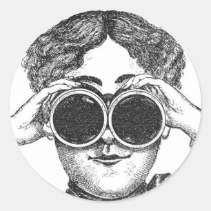 Steampunk-Binoculars-Sticker Runder Aufkleber