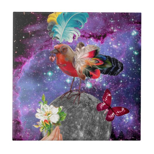 Steampunk Bird Fliese (Vorderseite)