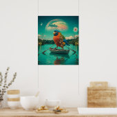 Steampunk Bird Rowing Surreal Lake Kosmic Poster (Küche)