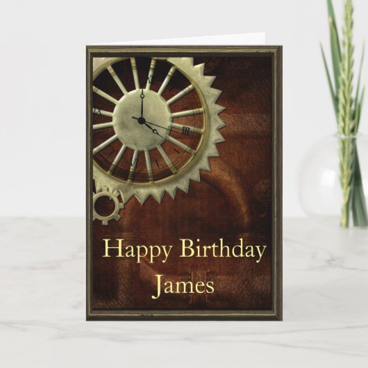 Steampunk Birthday Karte (Vorderseite)