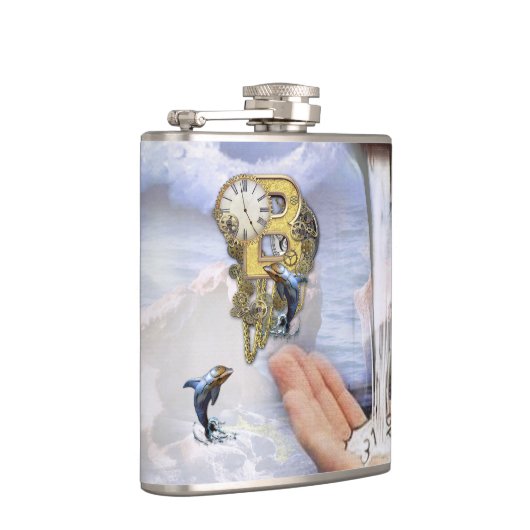 Steampunk Birthday Letter B Flachmann (Rechts)