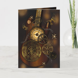 Steampunk Birthday Partner Metal Gears Guitar Karte