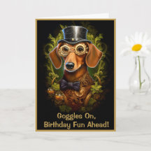Steampunk Birthday Sausage Dog Individuelle Name 1