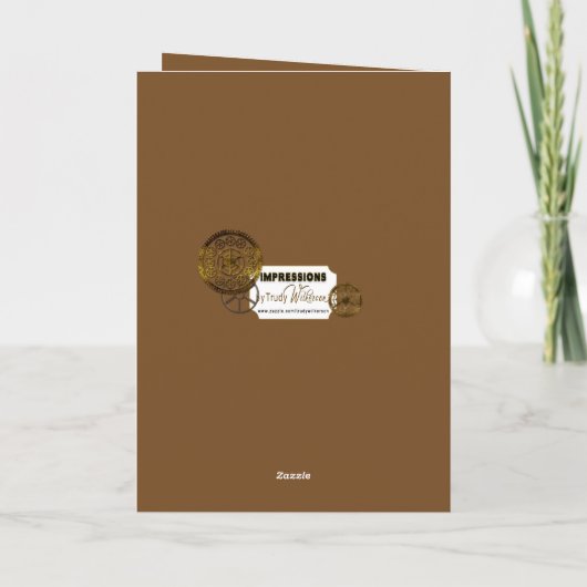 Steampunk Birthday Son Metal Gears Guitar Karte (Rückseite)