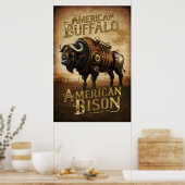 Steampunk Bison auf der Prärie Poster (Küche)