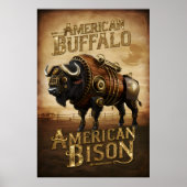 Steampunk Bison auf der Prärie Poster (Vorne)