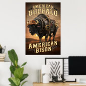 Steampunk Bison Sunset Poster (Heimbüro)