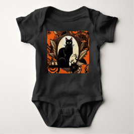 Steampunk Black Cat Halloween Baby Strampler
