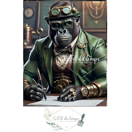 Steampunk Black Gorilla Big Boss 2 Seidenpapier