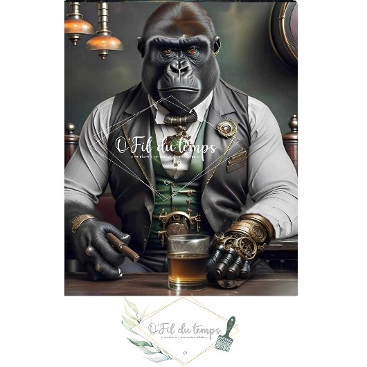 Steampunk Black Gorilla Seidenpapier
