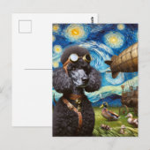 Steampunk Black Poodle Pilot Van Gogh Postkarte (Vorne/Hinten)