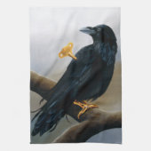 Steampunk Black Raven Geschirrtuch (Vertikal)
