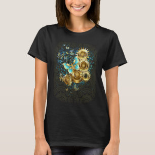 Steampunk Blaue Schmetterlinge Vintage Zahnrad Get T-Shirt