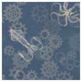Steampunk blaues Kraken-Gewebe Stoff (Nahaufnahme)