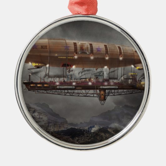 Steampunk - Blimp - Luftschiff Maximus Silbernes Ornament (Vorne)