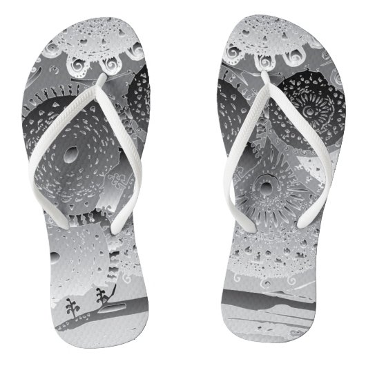 Steampunk blk&whit Mandalas Badesandalen (Fußbett)