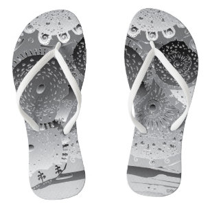 Steampunk blk&wht Mandalas Flip Flops Badesandalen