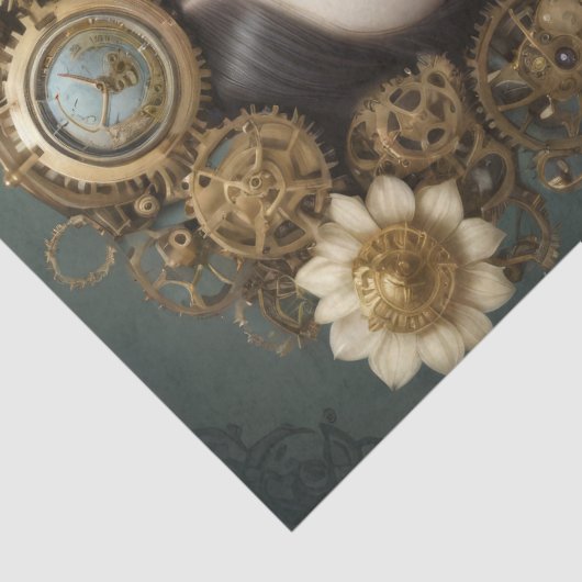 Steampunk Blossom Girl - Decoupage - Seidenpapier (Detail)