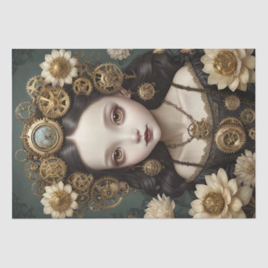 Steampunk Blossom Girl - Decoupage - Seidenpapier (Vorderseite)