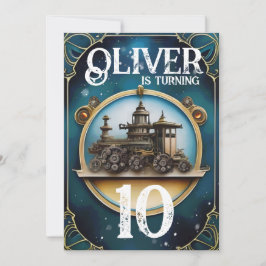 Steampunk Blue Copper Geburtstagsparty Einladung