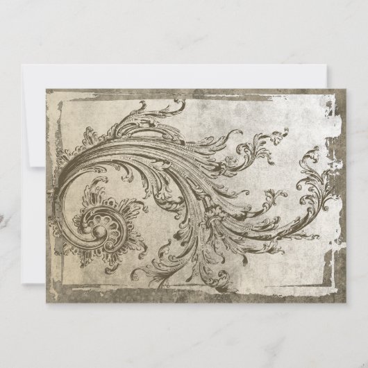 Steampunk Blühte Einladung zum Vintagen Jahrestag (Vorderseite)