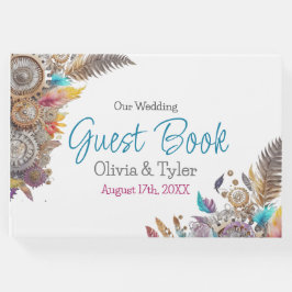 Steampunk, Blume und Feathers Wedding Gästebuch