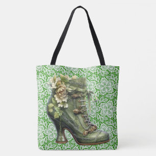 Steampunk-Blumen- und Spitzenstiefel-Große-Schulta Tasche