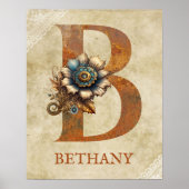 Steampunk-Blumenbuchstabe B Poster (Vorne)