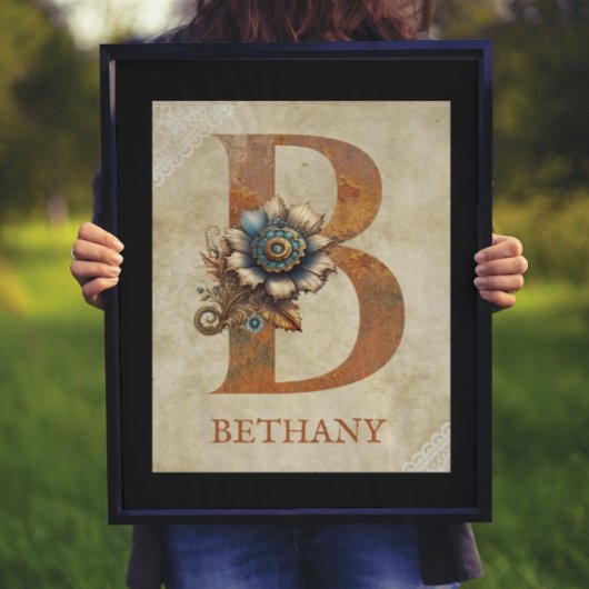 Steampunk-Blumenbuchstabe B Poster