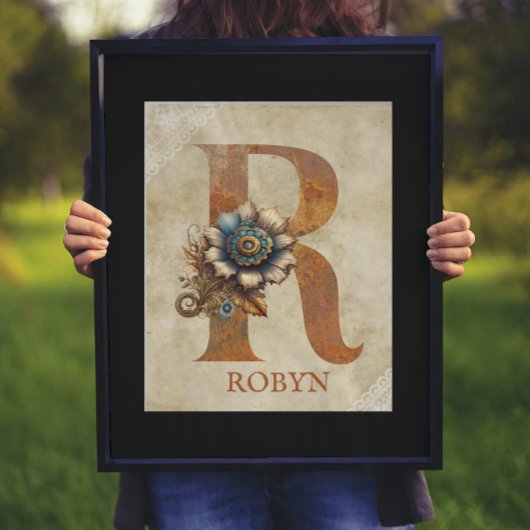Steampunk-Blumenbuchstabe R Poster