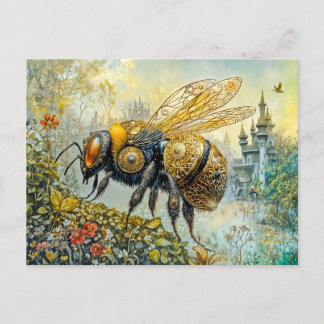 Steampunk-Blütenbiene Postkarte