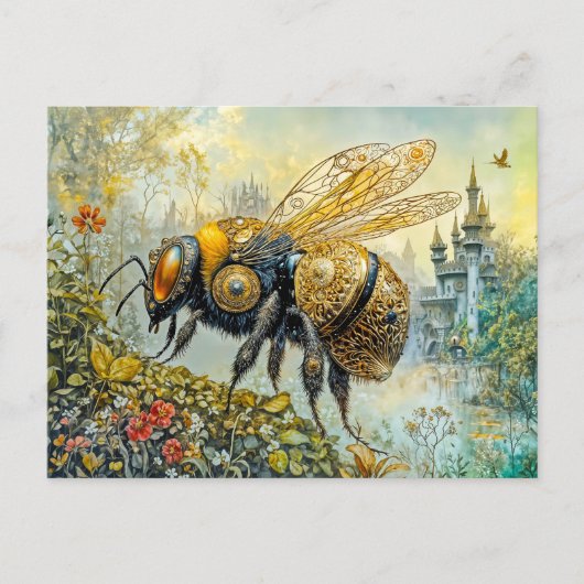 Steampunk-Blütenbiene Postkarte (Vorderseite)