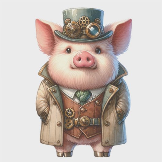Steampunk-Boar-Transparenter Aufkleber (Vorderseite)