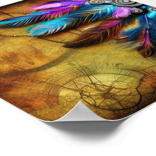Steampunk-Boho-Federn Poster (Ecke)