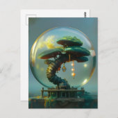 Steampunk Bonsai Tree in einem Glasorb Postkarte (Vorne/Hinten)
