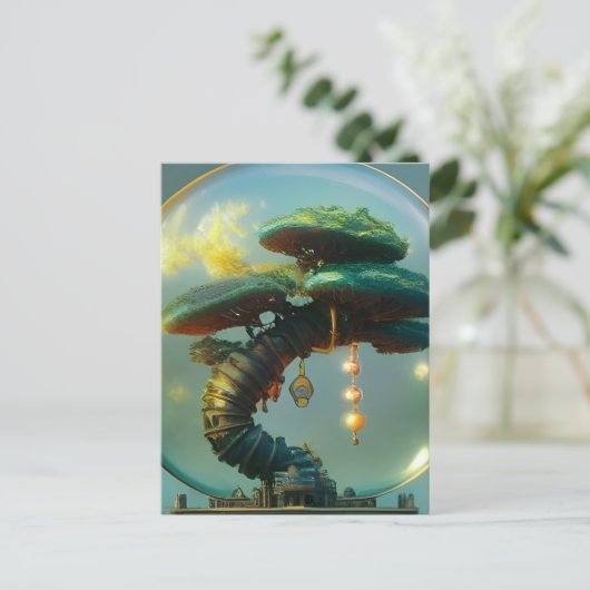 Steampunk Bonsai Tree Unter einem Dom Postkarte (Stehend Vorderseite)