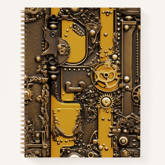 Steampunk Book Industrial Yellow Notizblock (Vorderseite)