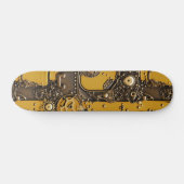 Steampunk Book Industrial Yellow Skateboard (Horizontal)