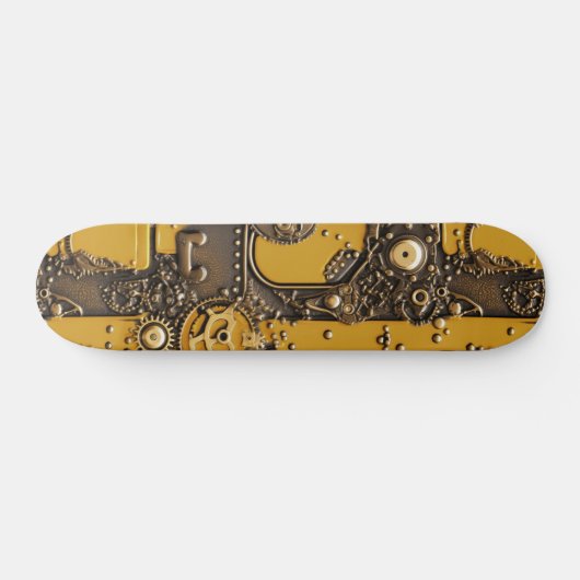 Steampunk Book Industrial Yellow Skateboard (Horizontal)