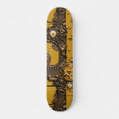 Steampunk Book Industrial Yellow Skateboard (Vorne)