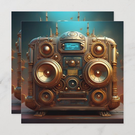 Steampunk Boom Box Radio Einladung (Vorne/Hinten)