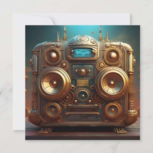 Steampunk Boom Box Radio Einladung (Rückseite)