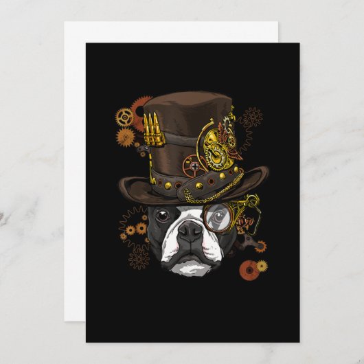 Steampunk Boston Terrier Hundeshirt Steampunk Love Ankündigung (Vorne/Hinten)
