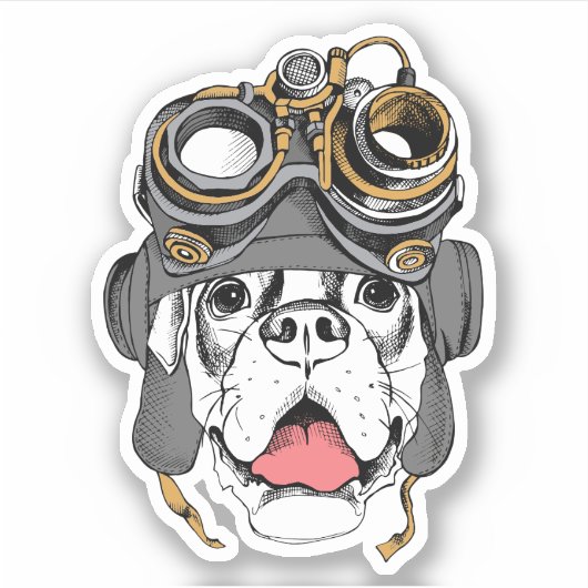 Steampunk Boxer Aufkleber (Vorderseite)