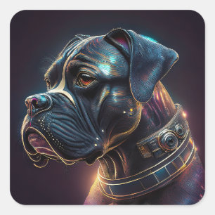 Steampunk Boxer Dog Quadratischer Aufkleber